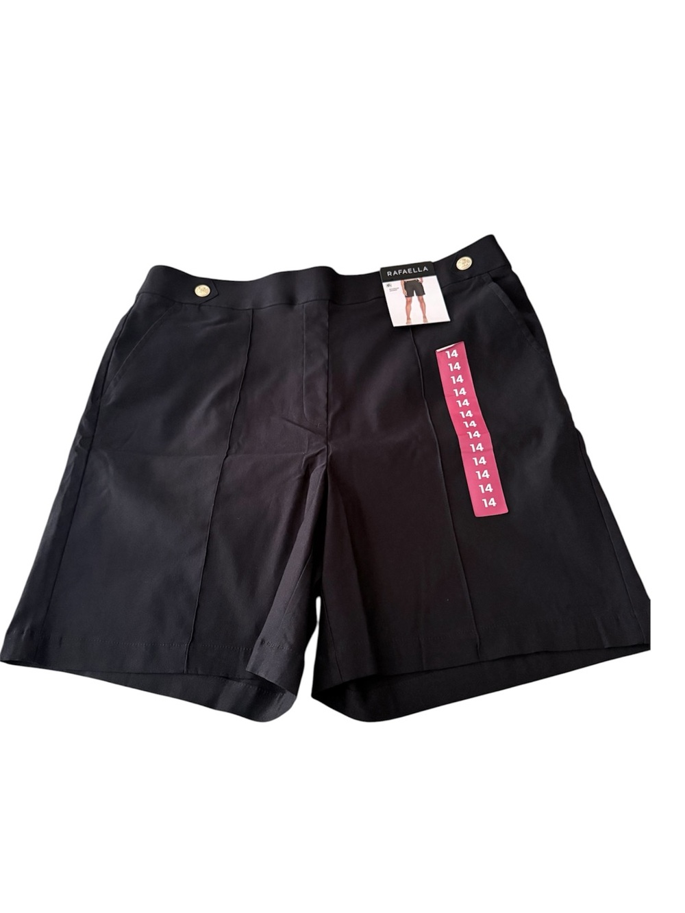 Rafaella Black Tailored Bermuda Shorts with Gold Buttons